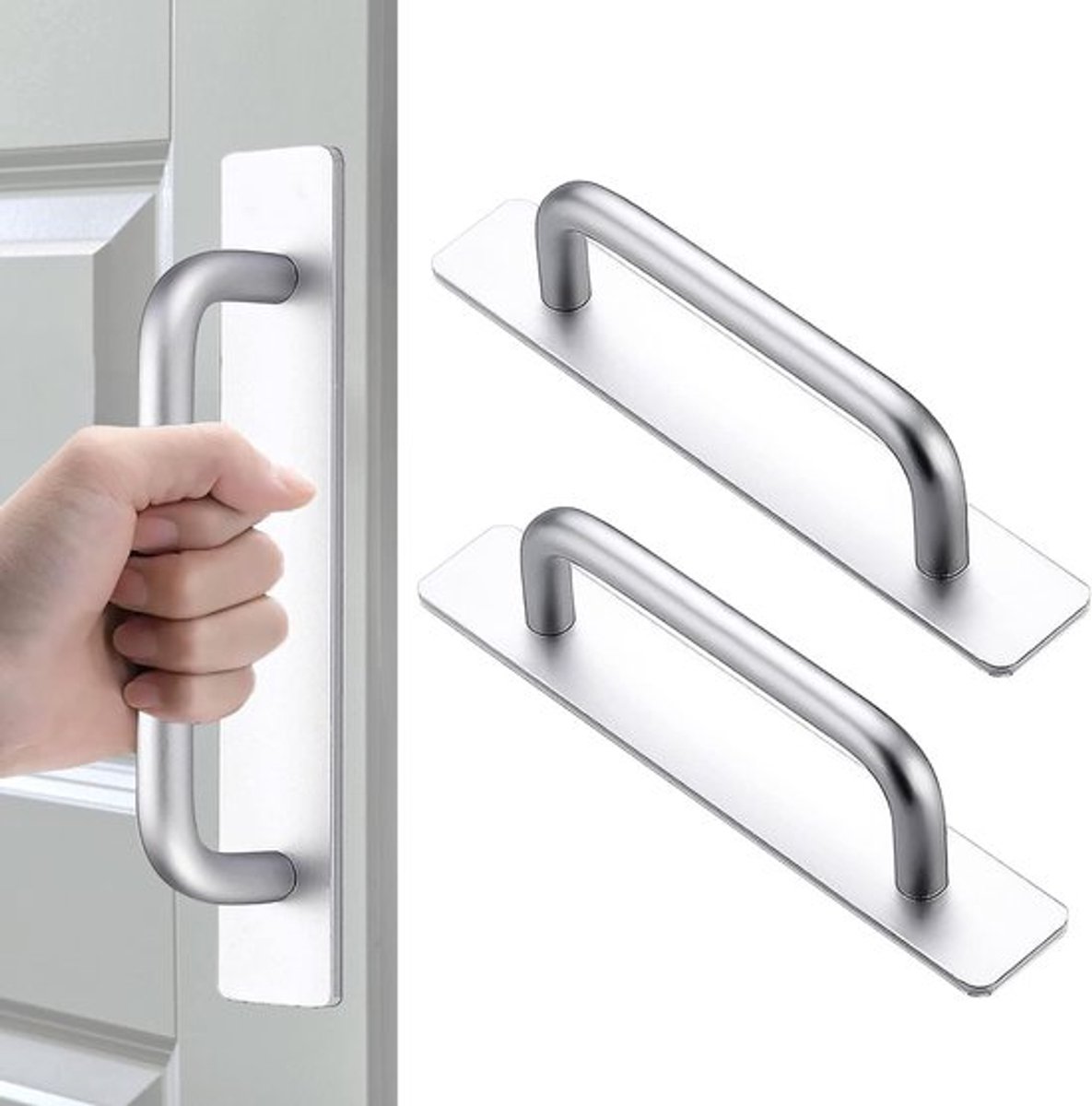 2 stuks - Meubelhandel-Deurgreep - Schuifdeurhandel - Zelfklevende handvat - Meerdere handvat - Badkamer handvat - Kleine deurhandel - Zilver