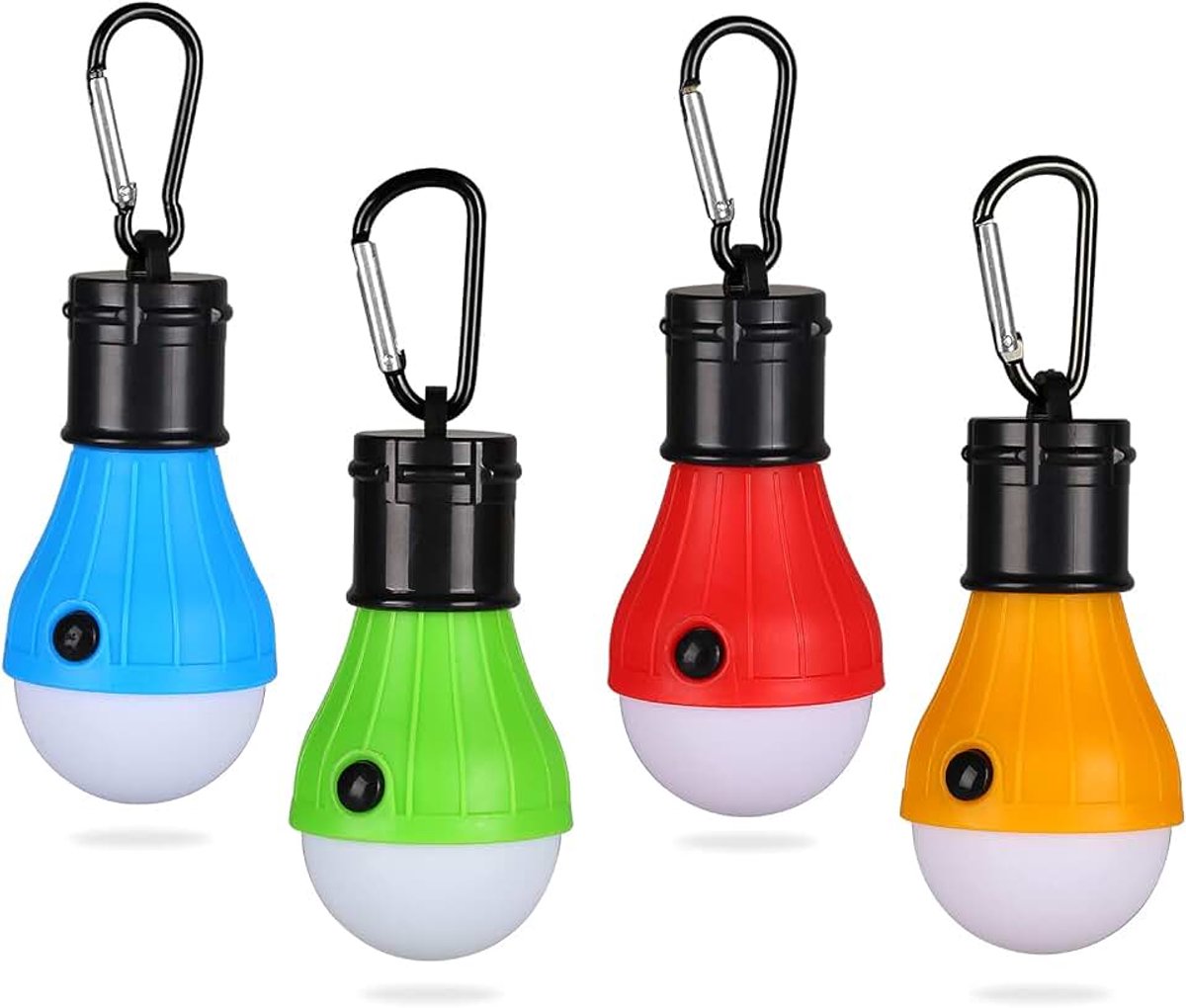Campingverlichting, tentverlichting met karabijnhaken, waterdichte led-campinglantaarn, draagbare lamp, campinglamp, tent, lantaarn, noodverlichting voor kamperen, wandelen, vissen (4 stuks)