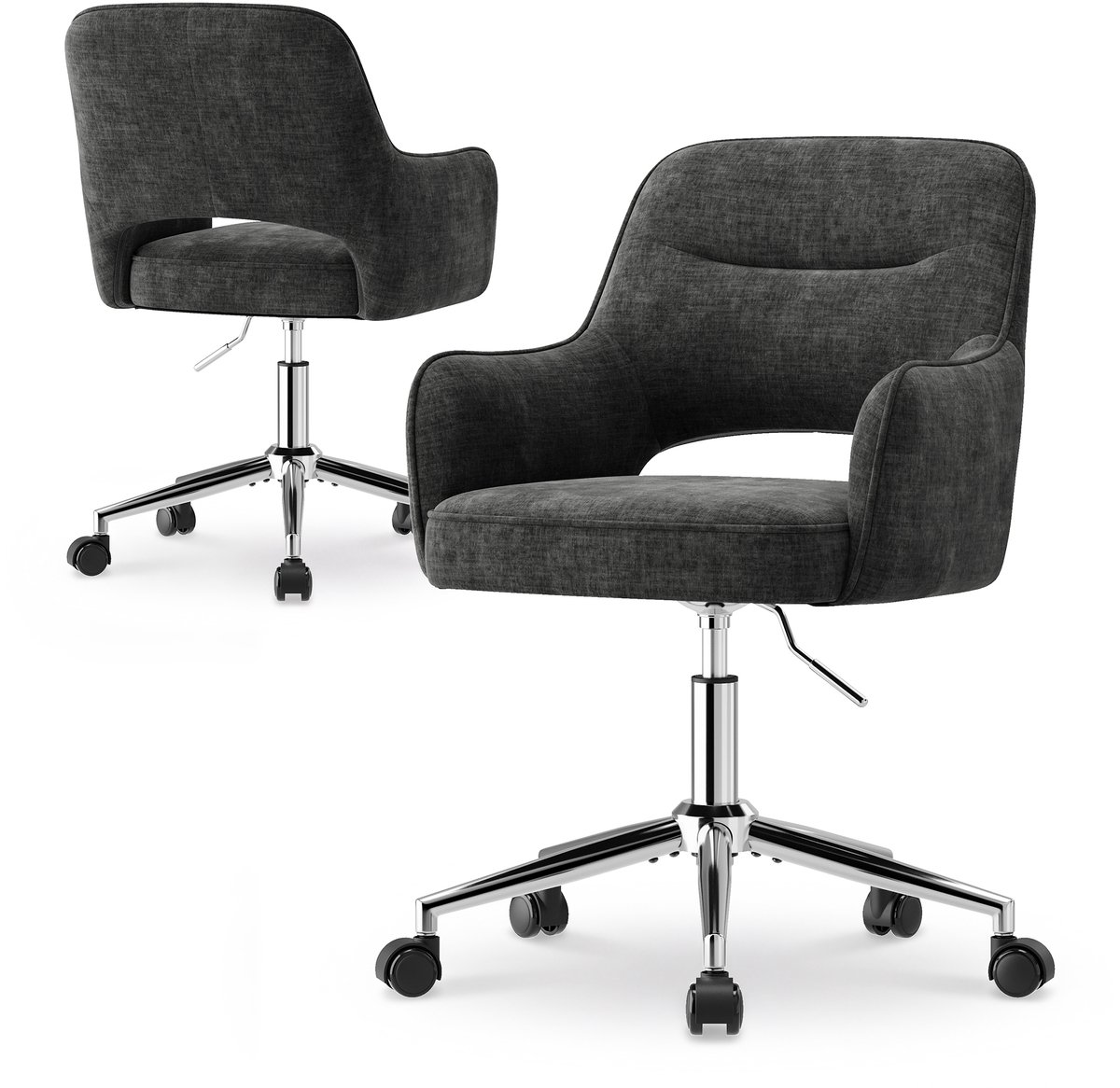 Colamy Ergonomische Bureaustoel - Zachte Fluwelen Bekleding - 360° Draaibaar - In Hoogte Verstelbaar - Comfortabele Dikke Zitting - Metalen Voetkruis - Stille Wieltjes - Donkergrijs