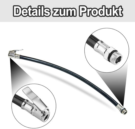 Bandenpomp slang - Luchtpomp buis - Banden oppompen - Schroefdraad 13mm - 37.5 cm slang - Zwart — afbeelding 3