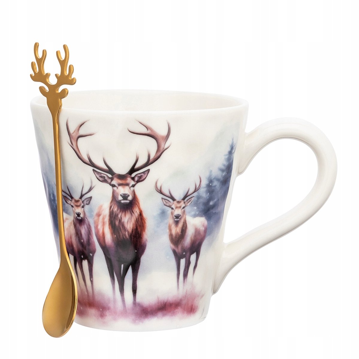 Kerstmok met Gouden Lepel, 480ml, Hertendecoratie