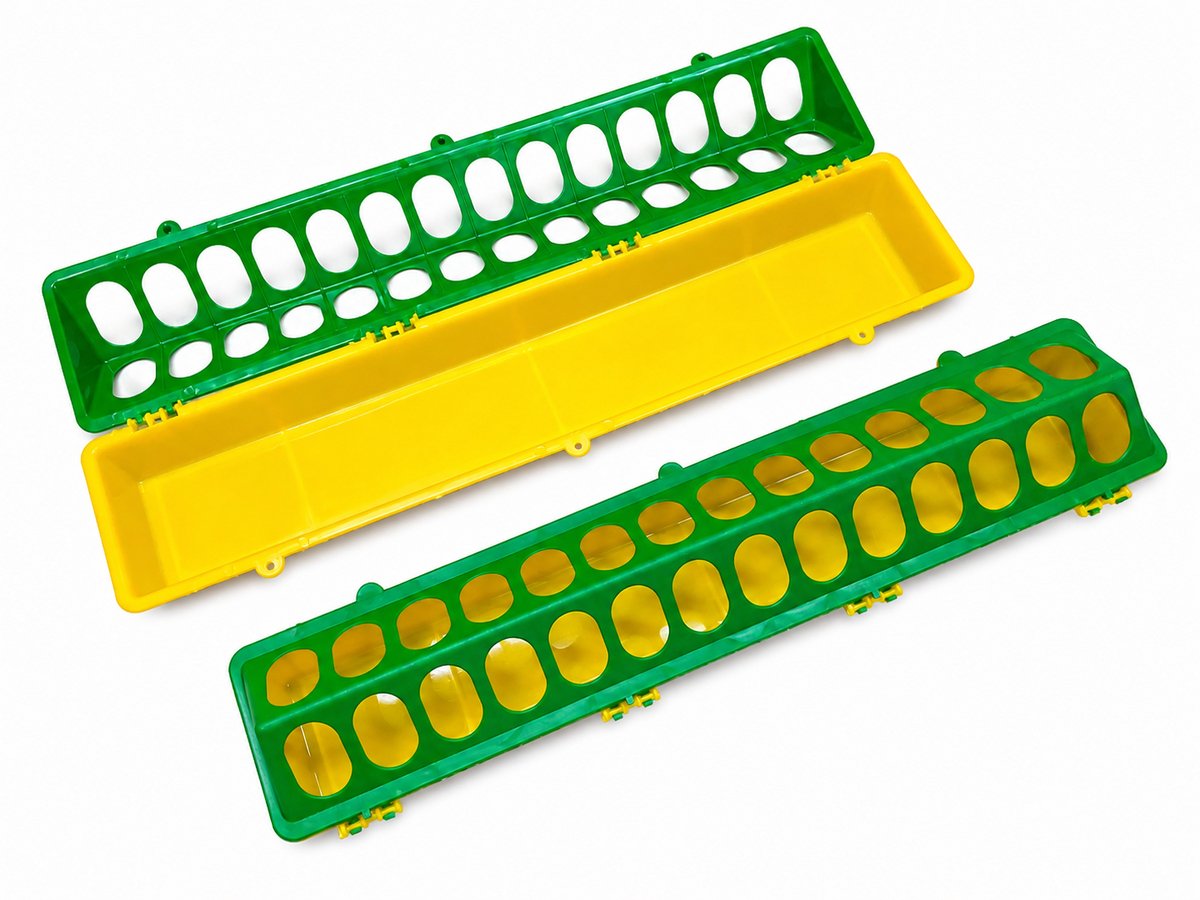 Kuiken Voerbak met 28 Voergaten – Vrijwel Onbreekbaar – 50 x 11 x 7 cm