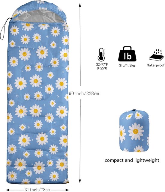 Slaapzak - Mummy slaapzak - Kamperen en wandelen - Waterdicht en ademend - 230 x 80 cm - Multi — afbeelding 4