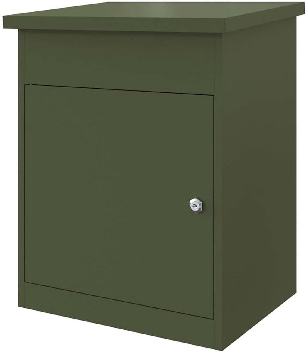 Pakket inwerp box - Pakketbox brievenbus - Veilige pakketontvangst - Robuust staalontwerp - 47.5 x 38 x 59 cm - Olijfgroen