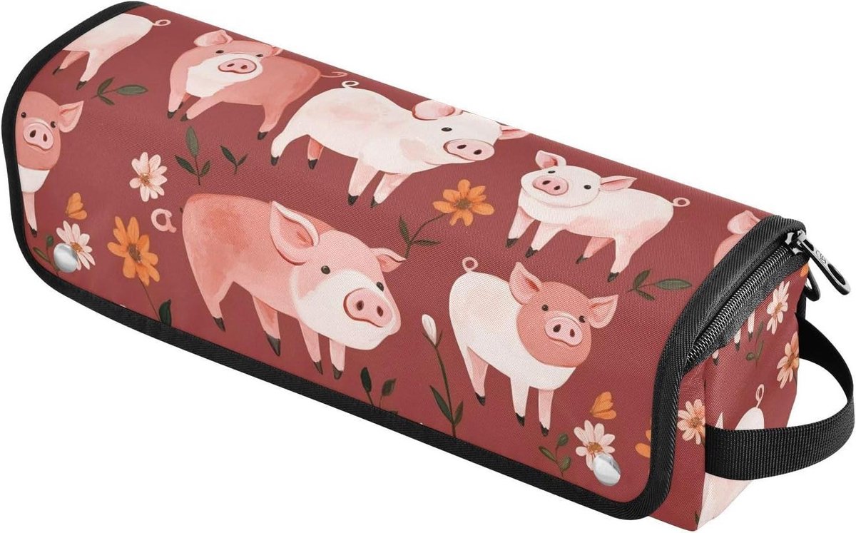 Krultang Reisetui - Styling Tool Organizer - Haar Styling - Hittebestendig & Magnetisch - 37x10x10 cm - Terracotta Varken