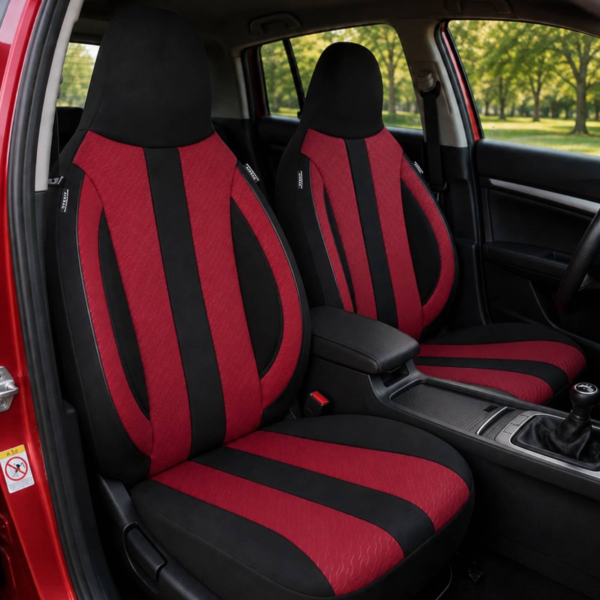 Autostoelhoezen voor BMW X3 BJ vanaf 2021 – Stoelhoezen voor bestuurder en passagier in Zwart/Wijnrood