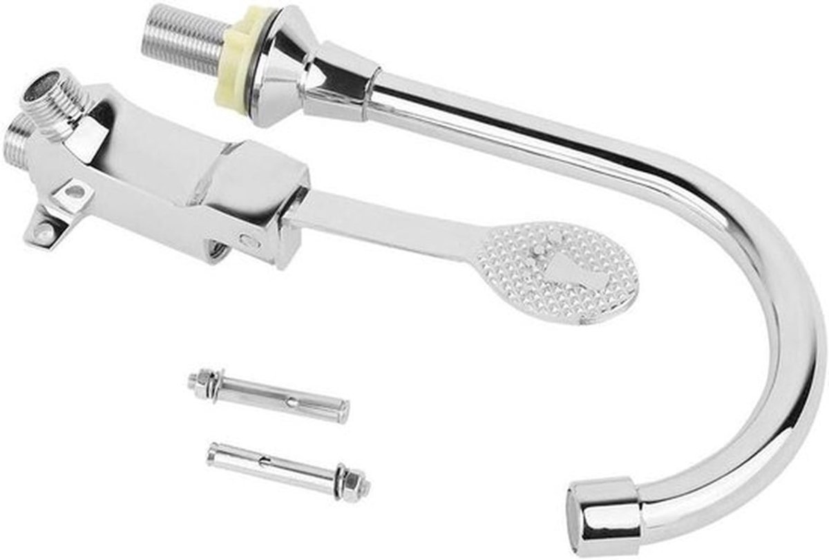 Voet Pedaal Kraan - Badkamer - Medisch - Koper - Waterkraan Set - Geschikt voor Laboratorium - Chroom - Warm Koud - Laboratorium Wastafel - Voet Pedaal - G1/2