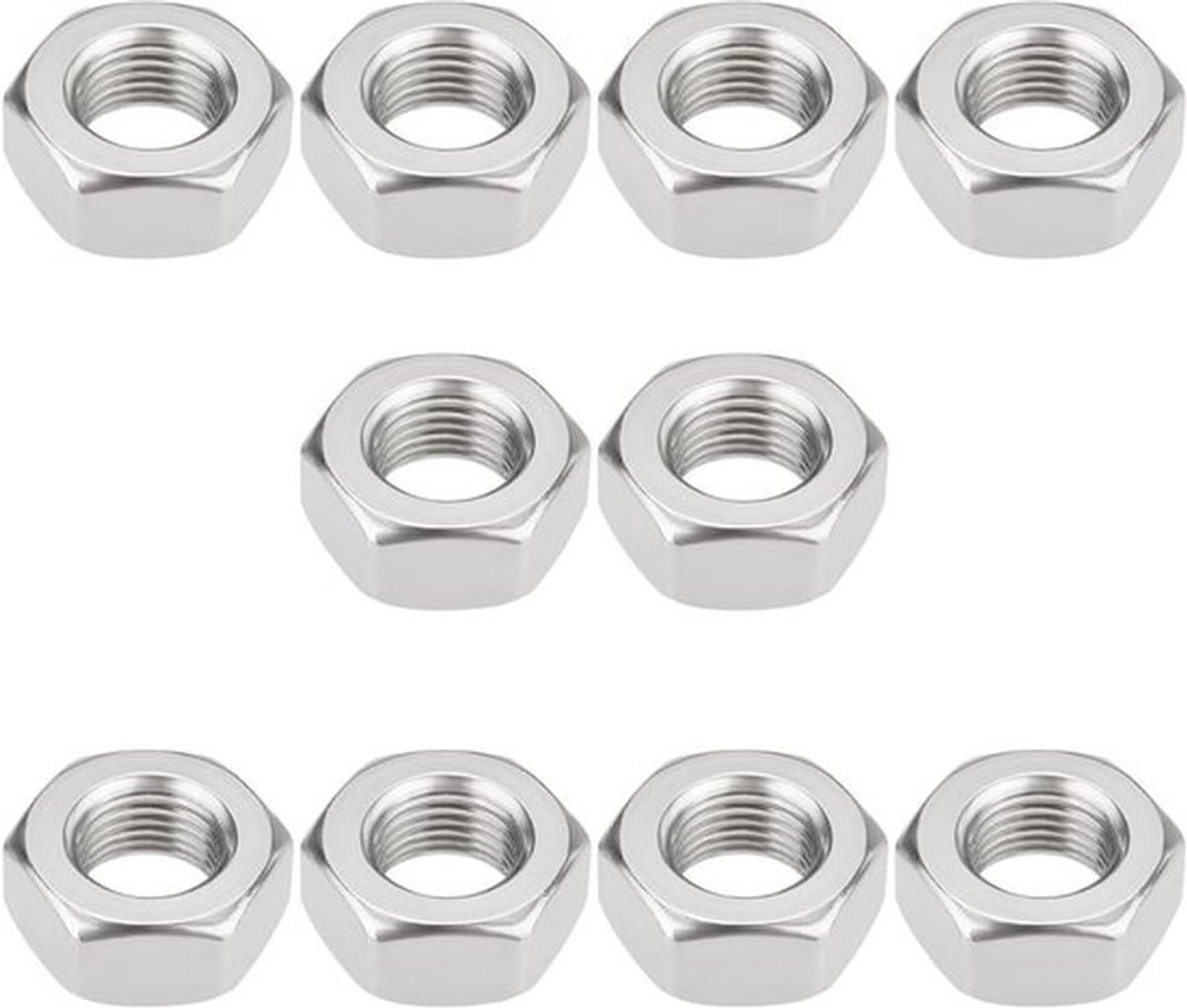 Krukasmoeren - Zeskantmoeren - 10 stuks - M10x1mm - 304 roestvrij staal - Fijne schroefdraad - Simson S50 S51 S70 SR50 KR51 SR4 SR80 - Geschikt voor - Diverse modellen - Compatibel met diverse merken