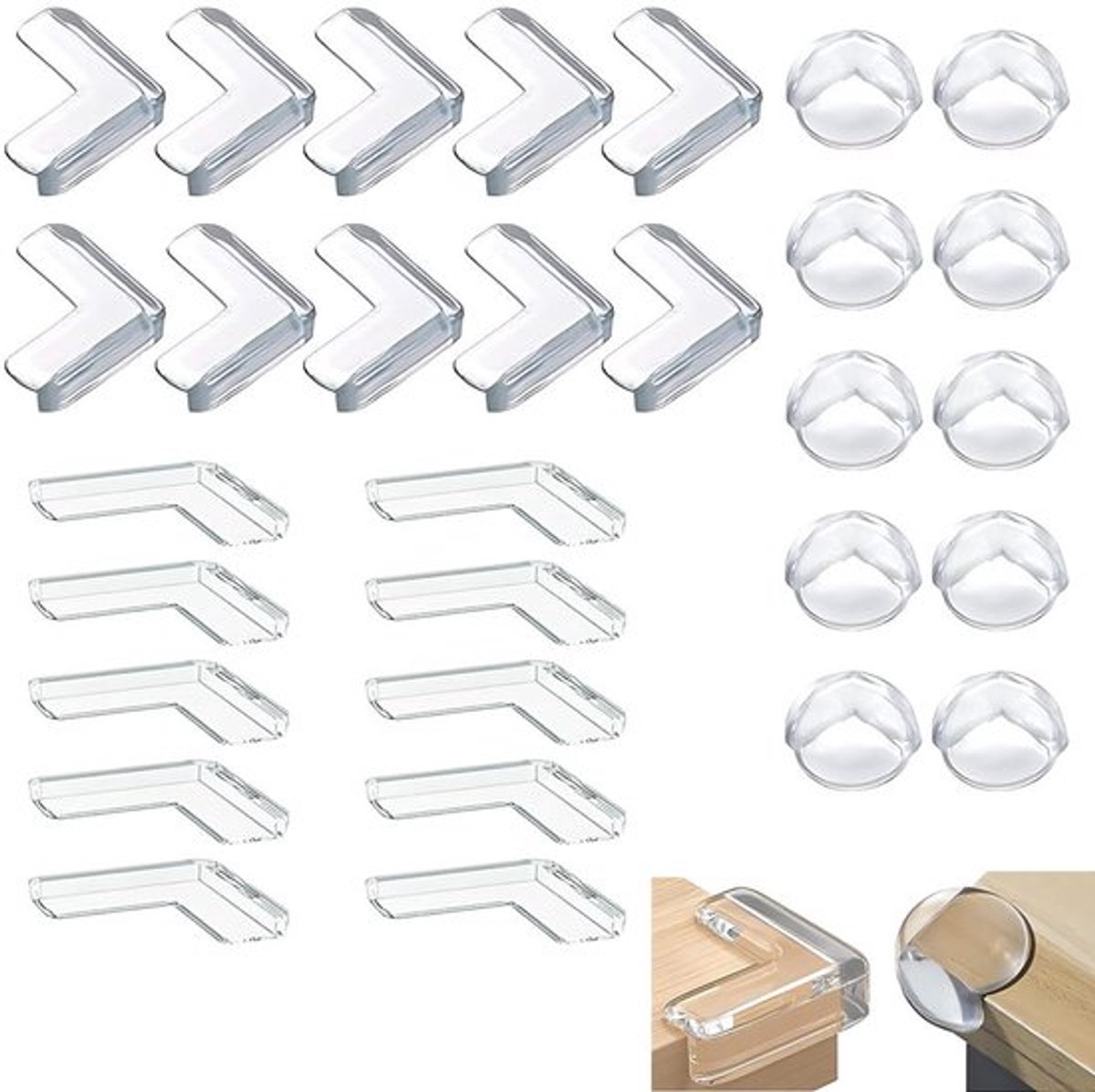Hoekbescherming 30 Stuks - Hoekbeschermers voor Meubels - Tafelrandbescherming - Transparant - Zelfklevend - Duurzaam PVC