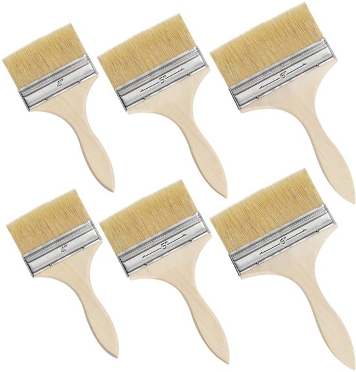 Verfkwasten Herbruikbaar - Set van 6 - 3 Maten 10/16-15/24 cm - Voor Chip Painting - Siliconen - Gesso - Vernissen - Verfborstels
