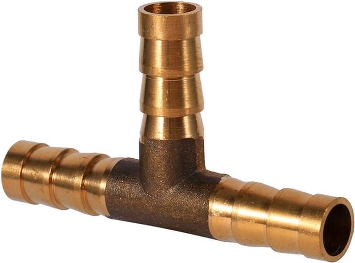 Vacuümslangverbinder, messing T-stuk 3-wegs brandstofconnector voor persluchtoliegasleidung - T-stuk - messing - 3-wegs - geschikt voor brandstofleidingen - 8mm