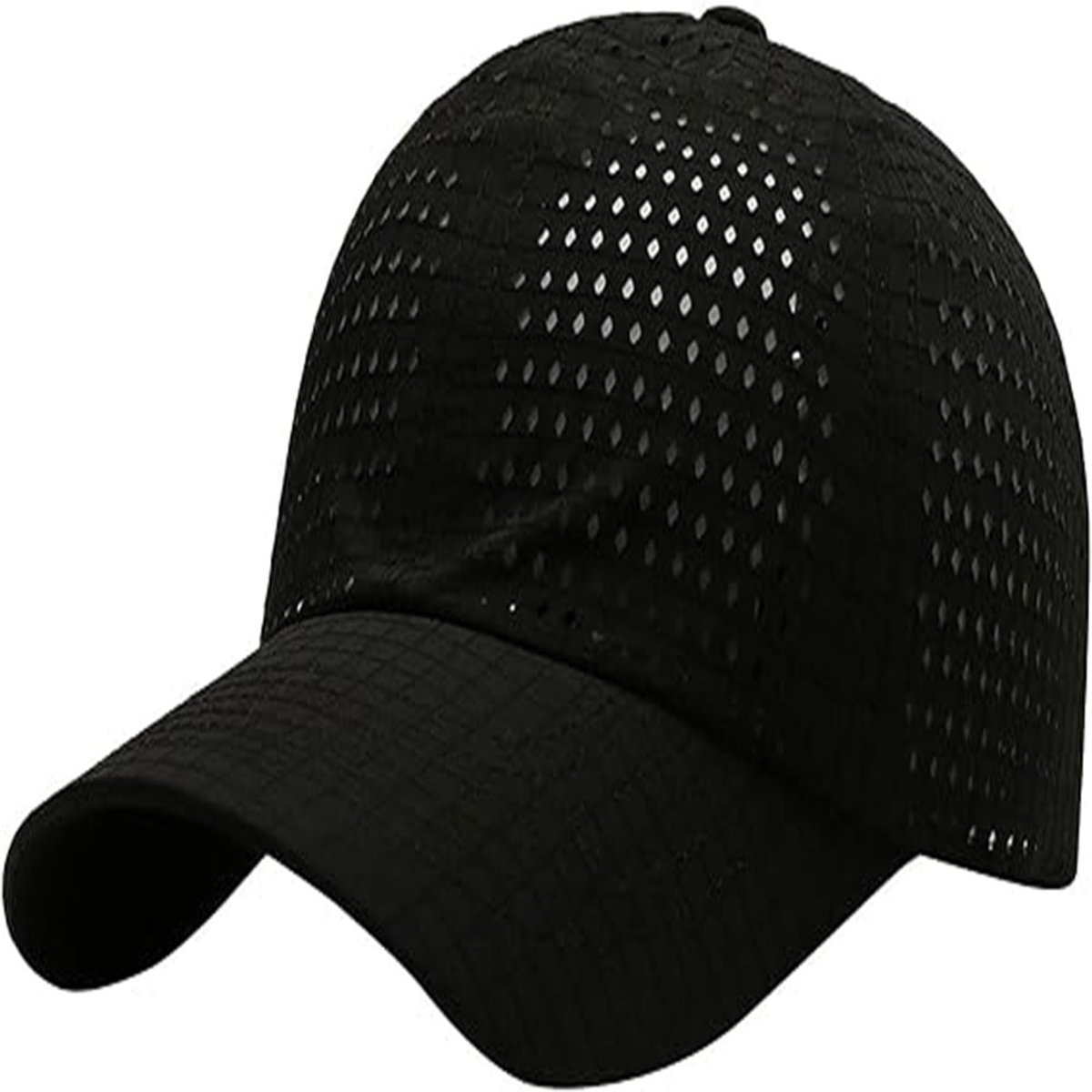KZQ Verstelbare, sneldrogende en ademende baseballpet van mesh voor heren - Truckerhelm-stijl, geschikt voor buitensporten en training (zwart)