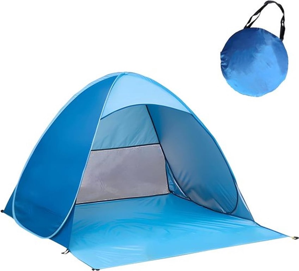 Pop-up Strandtent met UV50+ Bescherming voor 2-3 Personen, Inclusief Draagtas en Eenvoudige Opzetbaarheid, Blauw