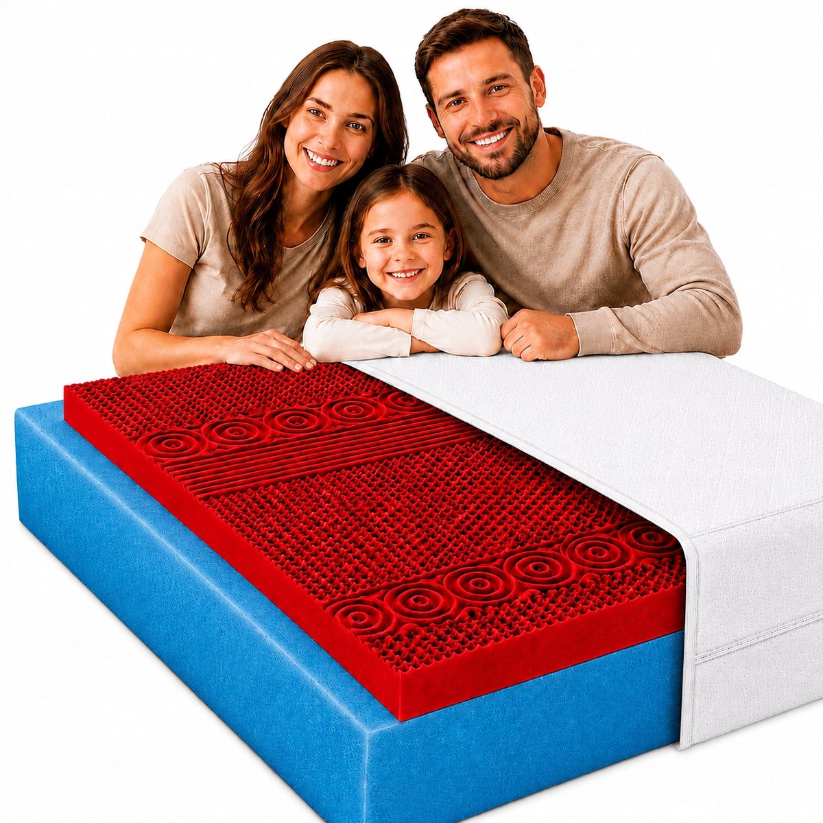 HR Schuimmaterras 80x190cm - 7 zones, massage, 19cm dik