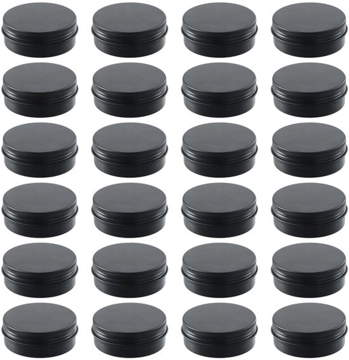 Cosmetische potjes 24 stuks - Aluminium potjes - Zwart - 60 ml - Met schroefdeksel - Lichtgewicht en duurzaam - Opbergpotjes