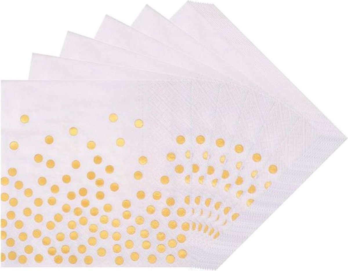 Witte Champagne Gouden Papieren Servetten - 50 Stuks Wegwerp Verjaardagsservetten - Tafeldecoratie voor Mannen Vrouwen Kinderen - Verjaardagsfeestartikelen Tafeldecoratie