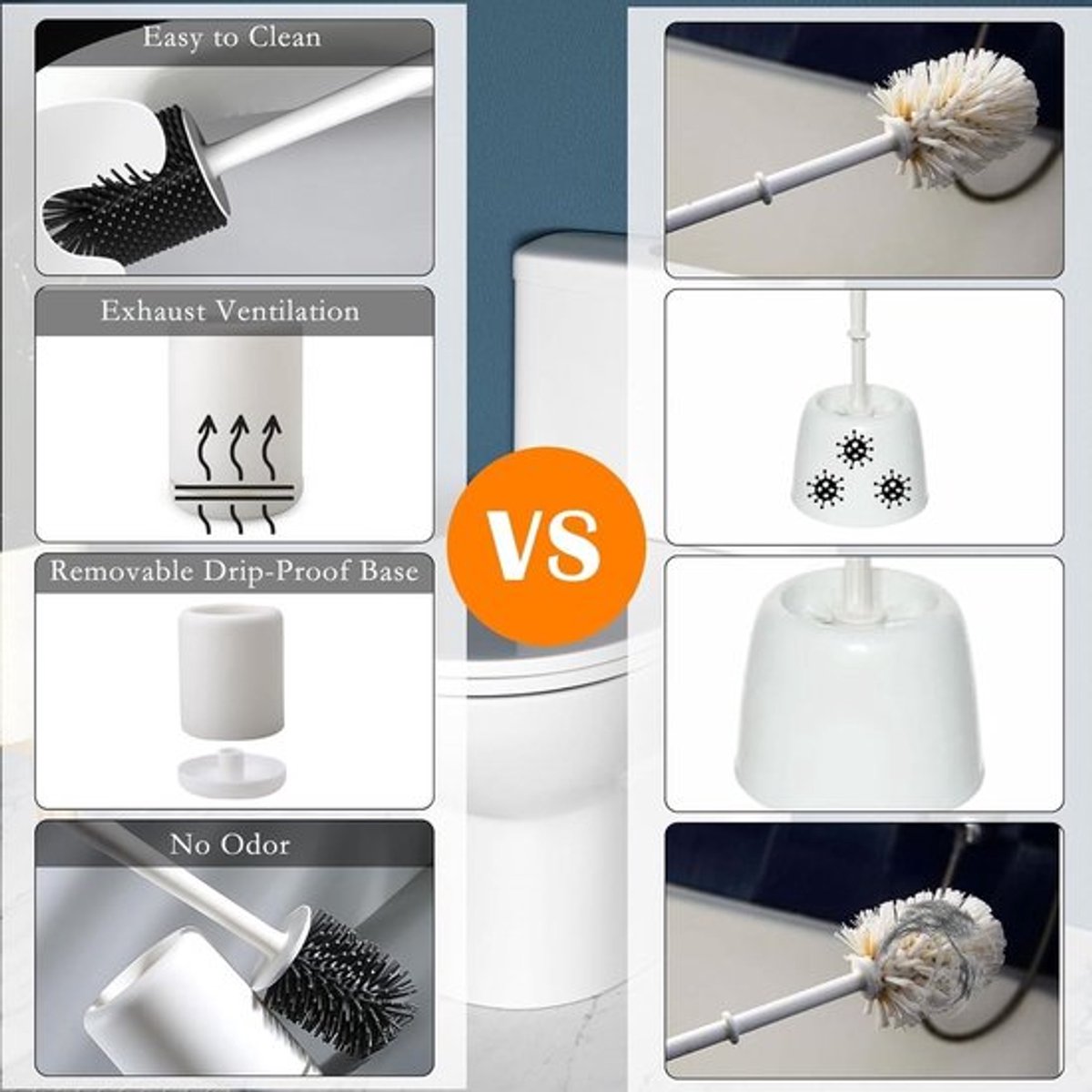 Siliconen Toiletborstel Set - Wandmontage - WC-Borstelhouder - Tijd voor wat vernieuwing in je badkamer! .