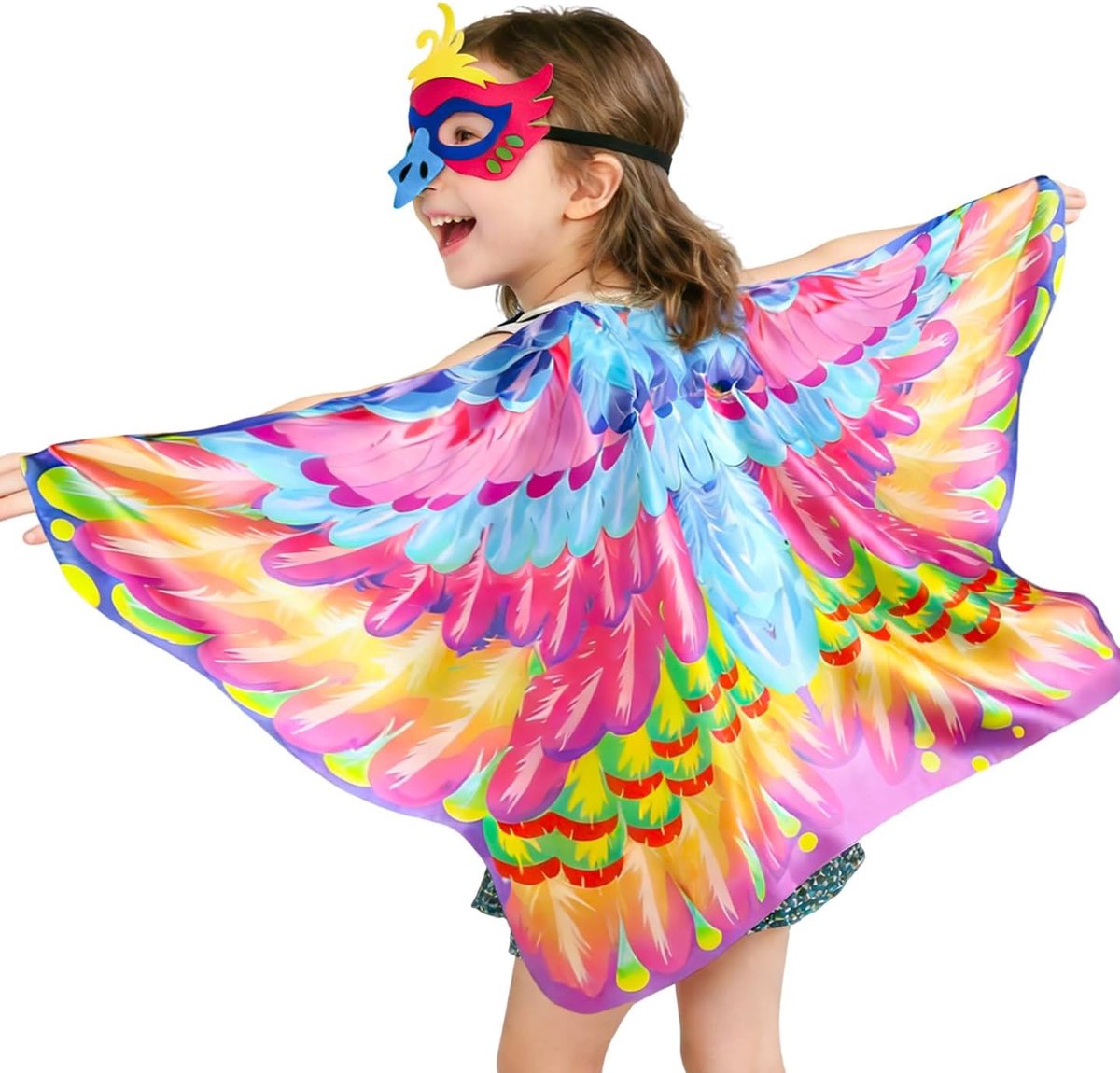 Vogelvleugelkostuum voor kinderen, met vilten masker, adelaarscape en masker voor jongens en meisjes, Halloween, kostuum, carnaval, cosplay en fantasiespellen