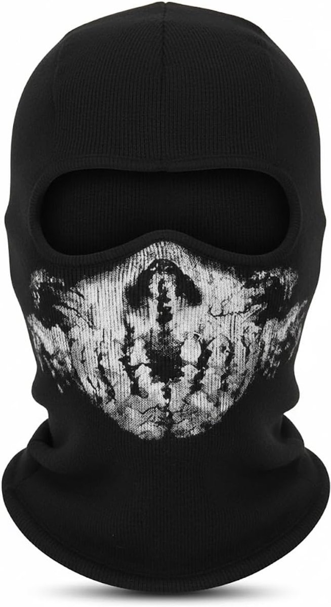 Stormmasker met doodshoofd, motormasker voor COD fans, zwart, zwart, Eén Maat