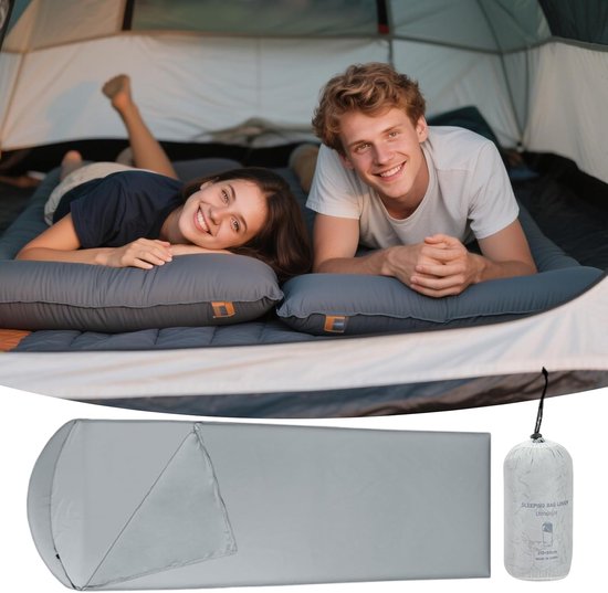 Douchezak Slaapzak - Reis Laken - Kamperen Wandelen - Hygiënisch Comfort - 210 x 80 cm - Grijs — afbeelding 4