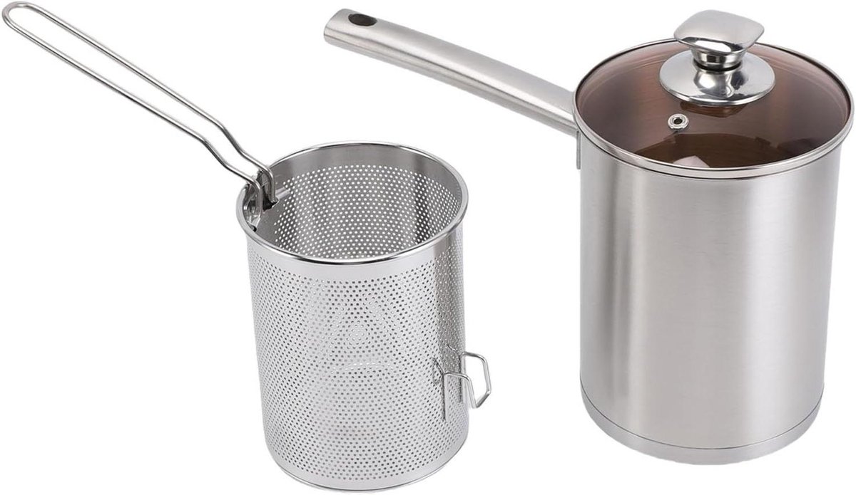 Roestvrijstalen Frituurpan - Kleine Frituur - Lekker Koken - Met Oliefilter - 33x24x17 cm - Zilver