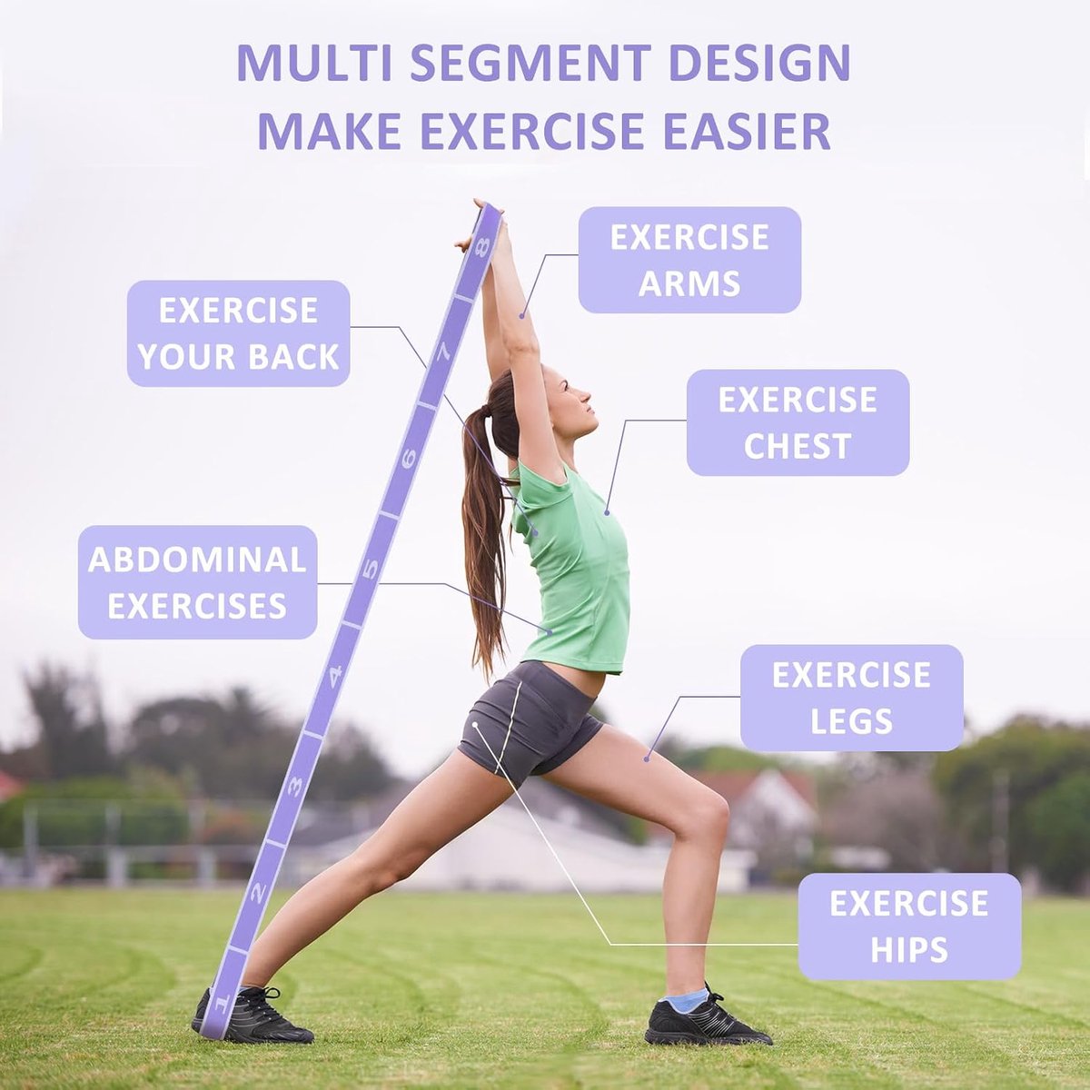 2 stuks elastische krachttraining, elastische sport, 8 sterkteniveaus, fitnessband, krachttraining, trainingsriem voor pilates, yoga, ballet, dans, stretching fascia