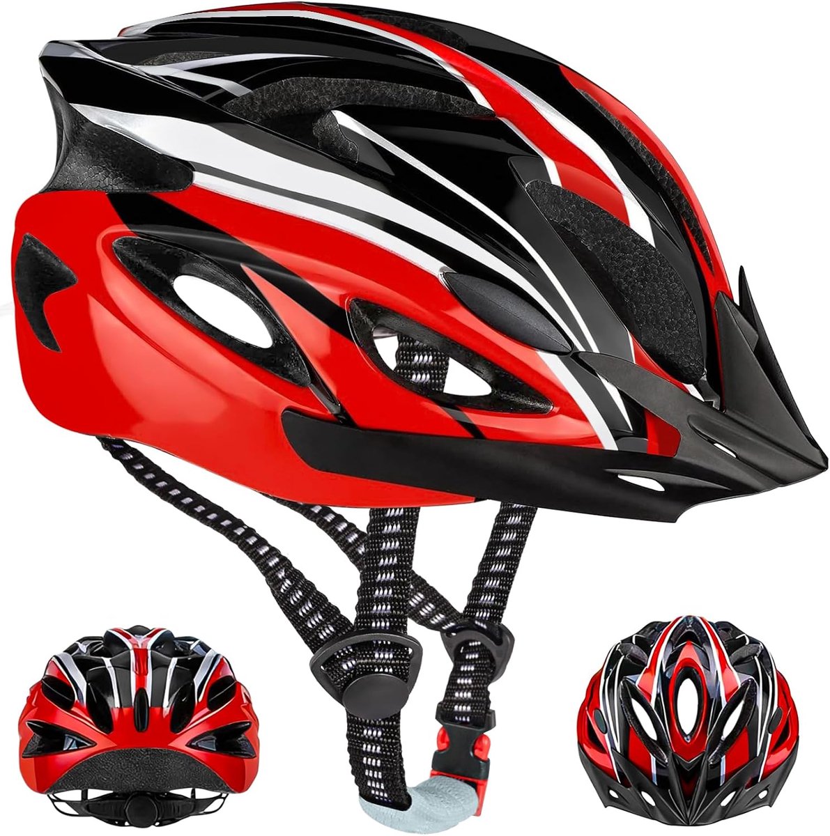 Volwassenen Heren Dames, MTB Helm Mountainbike met EPS-schuim & PC-schaal, Afneembaar Klep & Verstelbaar Maatsysteem 52-62cm, Lichtgewicht Racefietshelm voor Elektrische Fiets Stad