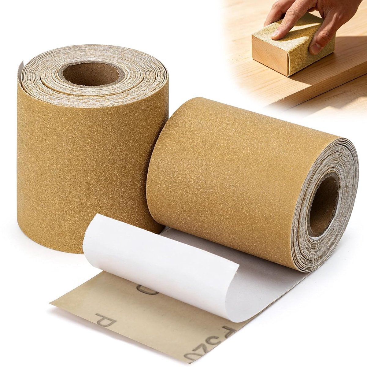 Rollen: 70 mm x 4,5 m Korrel 180 320 Zelfklevend Schuurpapier op Rol voor Hout Metaal Lak Auto Handschuurblok DIY | 70 mm x 4,5 m, zelfklevend, aluminiumoxide schuurpapier, hout, voor handschuurmachine, voor auto, metaal, lak, roest