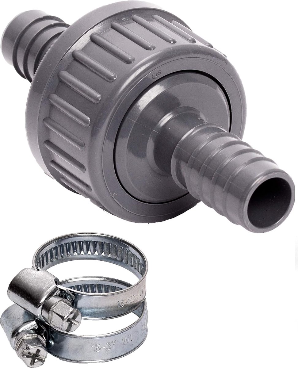 17 mm, set met 2 slangklemmen, water en lucht, voor waterpomp, zwembad- en vijvertoepassingen