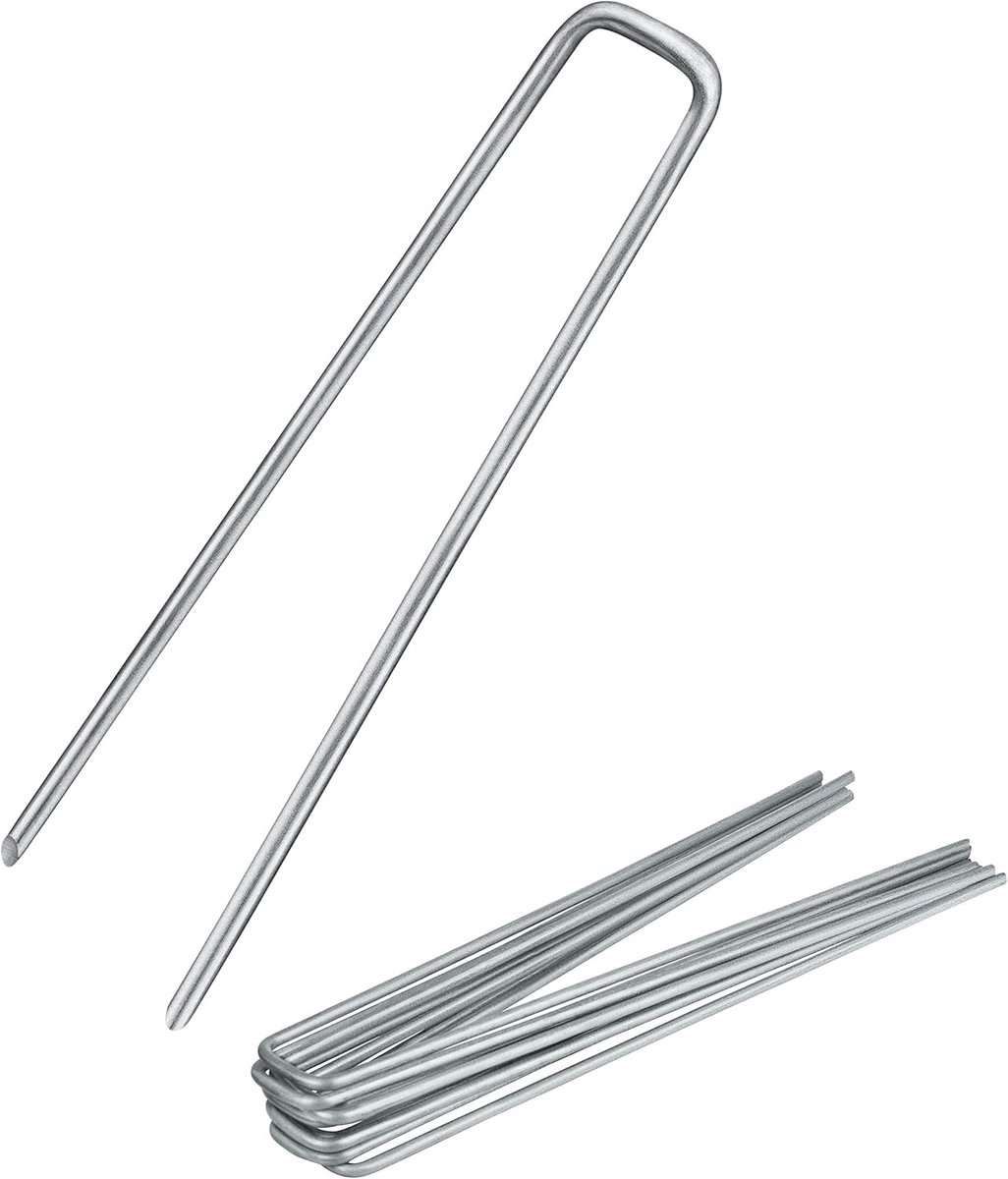 100x Anti-ROST grondanker | grondanker | grondnagels van gegalvaniseerd staal voor het bevestigen van onkruidvlies | onkruidfolie | tuinvlies | schutting & net of voor op de camping - (100, 200x25x3,8 mm)
