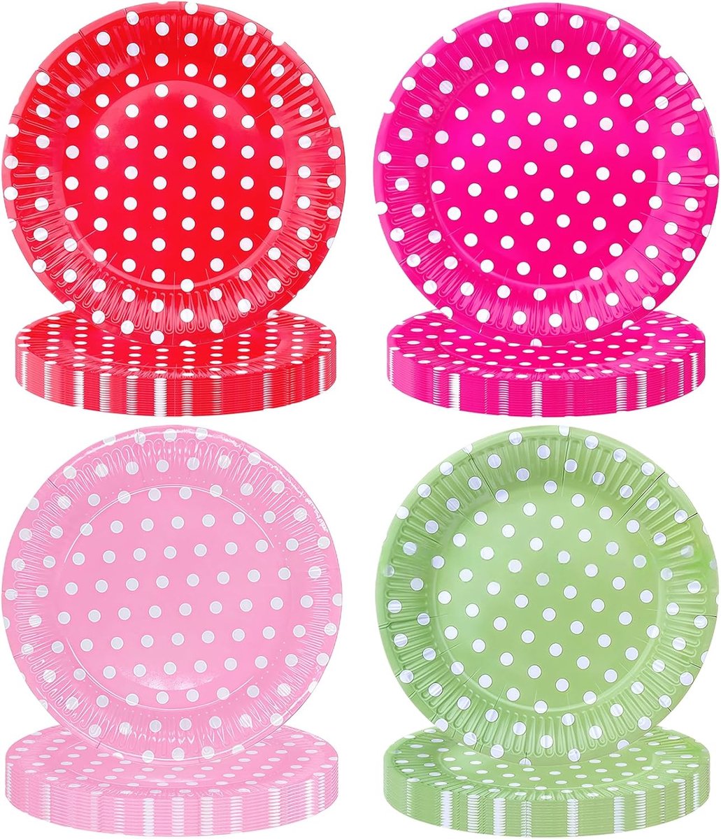 40 stuks DIY kleurrijke papieren borden rond 18 cm, wegwerp feest papieren borden ronde borden wegwerpborden, feestborden, wegwerpservies dessertborden voor verjaardag, babyshower, bruiloft
