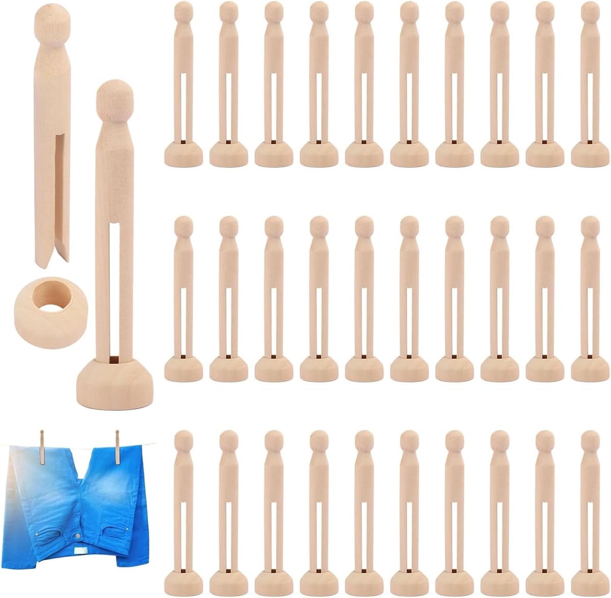 Wasknijpers, 30 stuks, duurzaam, comfortabele grip, 11 cm, multifunctioneel gebruik, ideaal voor thuis, knutselen en meer