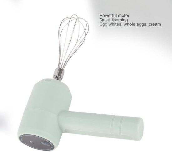 Elektrische Handmixer - Draadloze Mixer - Beslag Maken - USB Oplaadbaar - 21 cm Diep - Licht cyaan — afbeelding 2