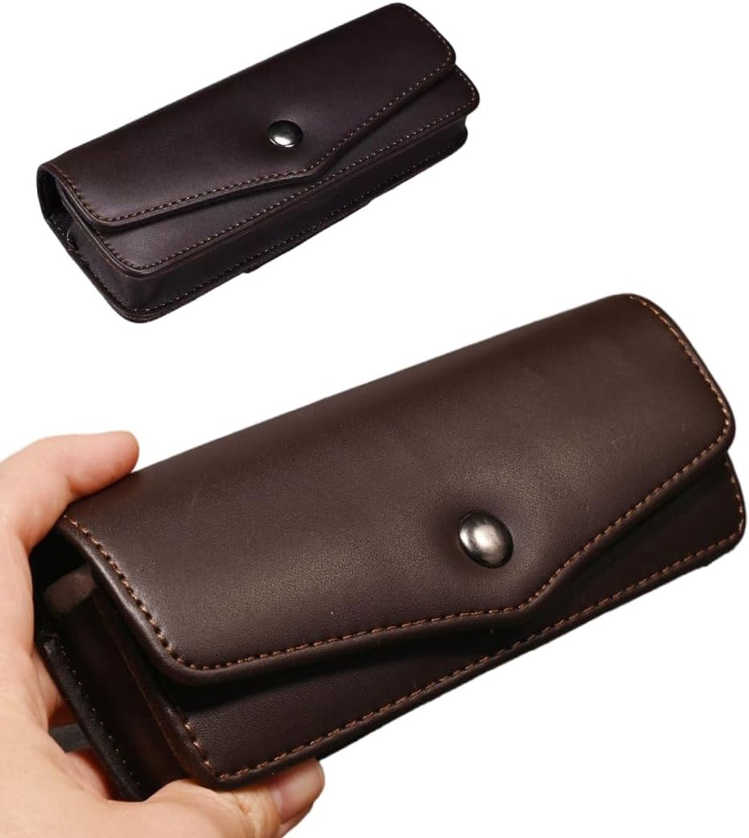 leren etui, brillenkoker voor riem, draagbaar, ideaal voor reizen en dagelijks gebruik