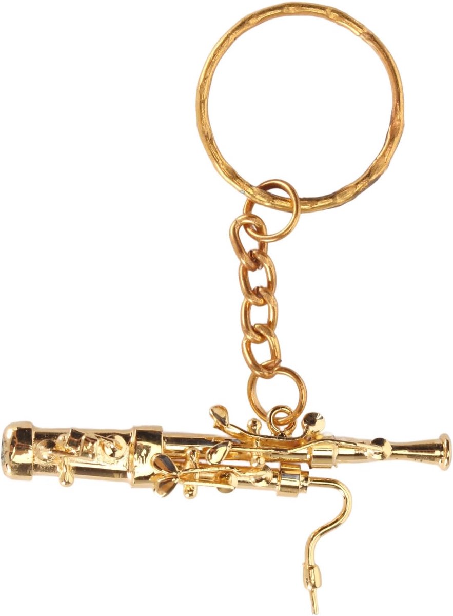 Fagot vorm sleutelhanger, miniatuur muziekinstrument replica poppenhuis model, sleutelhanger met hanger voor muziekinstrument