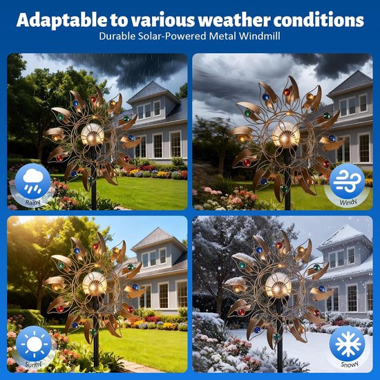 Windmolen voor de tuin, metaal, windgong voor buiten, 3D-look, windspinner, spinner, sculpturen, windvanger voor buitenterrassen, patio, gazon — afbeelding 3