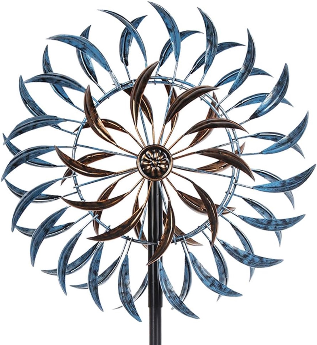 Grote Outdoor Metalen Windmolens, 360° Kinetische Wind Sculpturen & Spinners voor Tuin, Erf, Gazon, Patio Decoraties, 163 x 40 cm