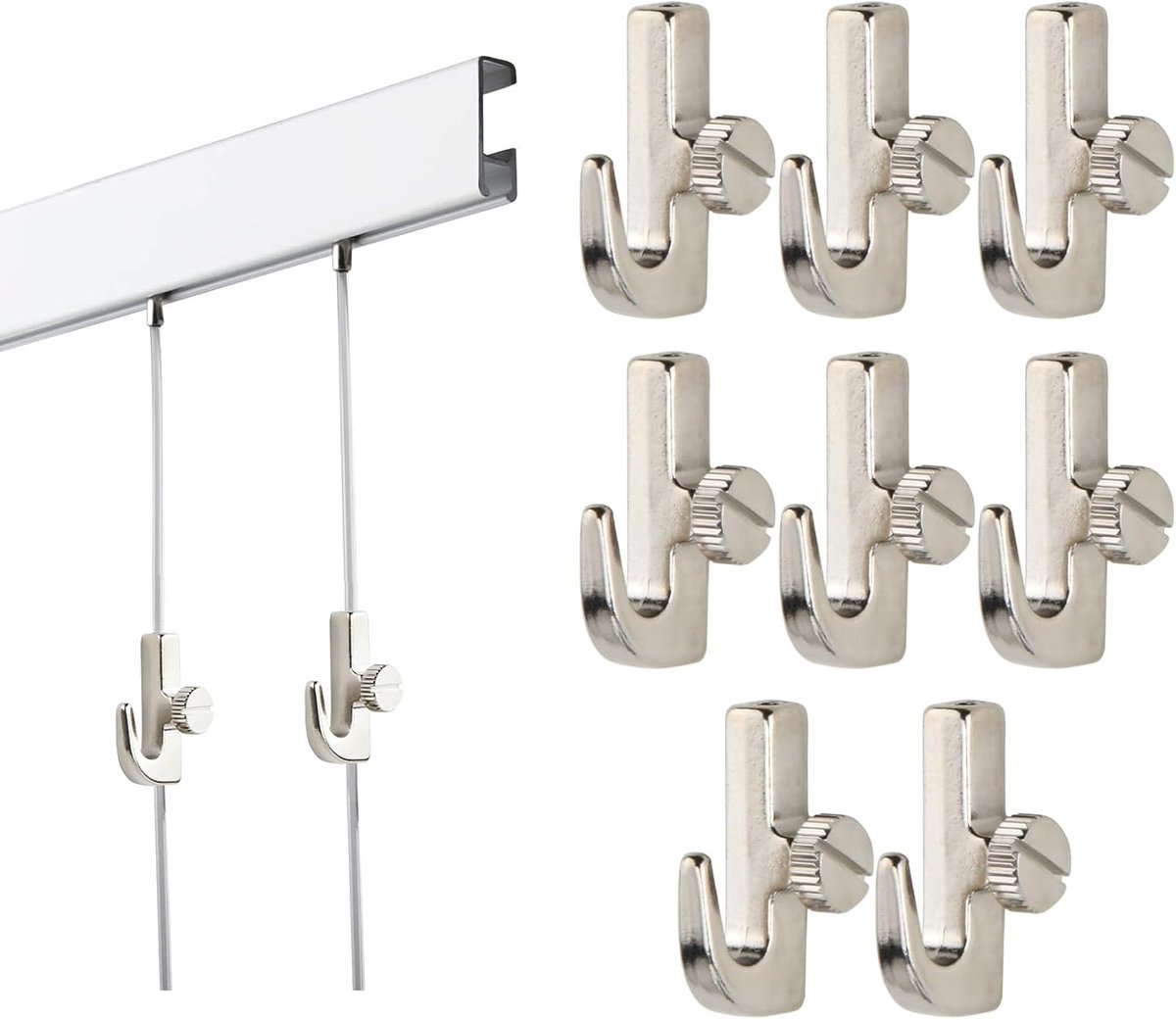 10 stuks zilveren fotohaken, ophangsysteem voor galerijrails, accessoires voor fotolijsten en wanddecoratie, robuuste fotolijst voor veilige bevestiging