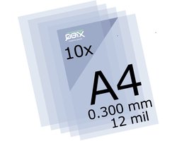 QBIX Plastic Mylar Vellen - 10 stuks A4 Formaat Transparante Kunststof - 0.3mm dikte of 300 micron - 12 Mil Film perfect voor stencils