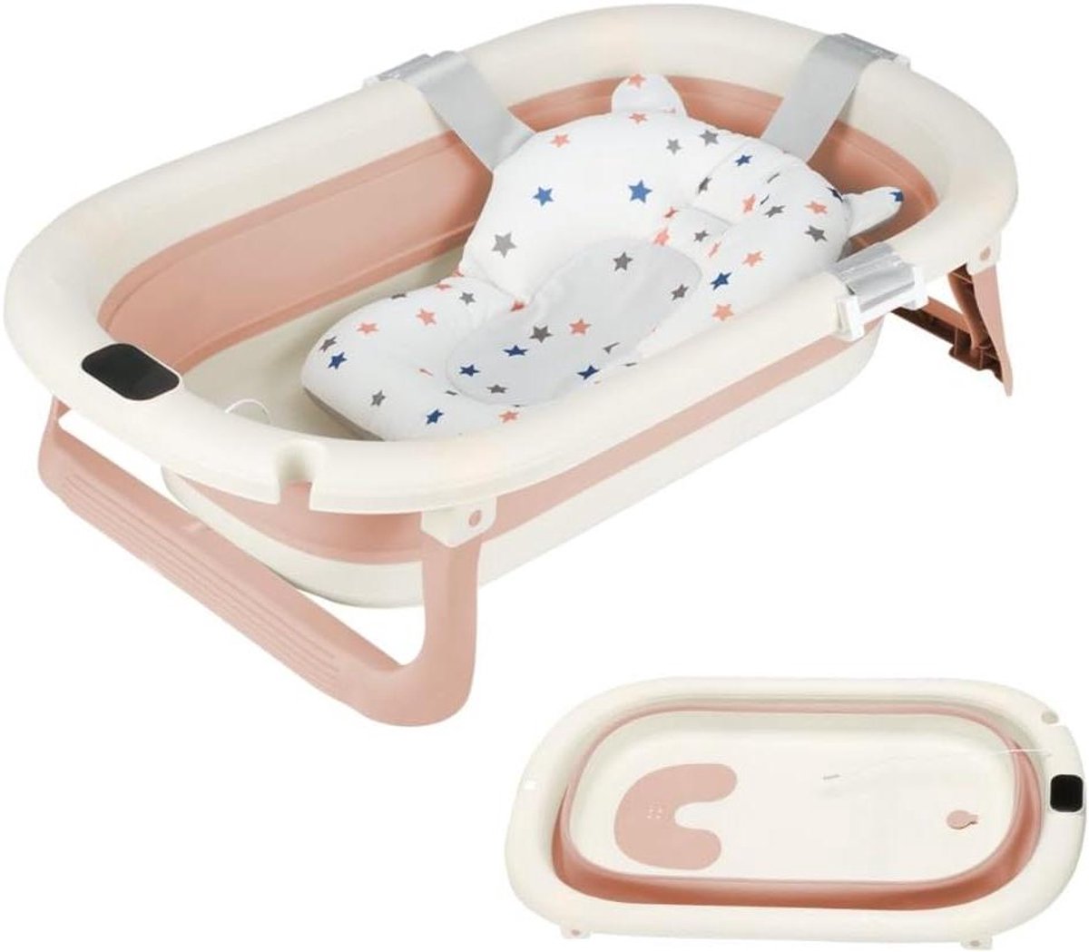 Opvouwbaar Babybadje - Draagbaar Kinderbadje - Baby Verzorgen - Geïntegreerde Thermometer - 80 x 50 x 23 cm - Roze