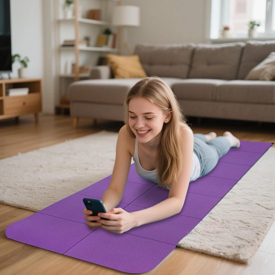Draagbare Yogamat - Fitness Kussen - Thuis Sporten - Antislip Ontwerp - 6mm Dik - Paars — afbeelding 3
