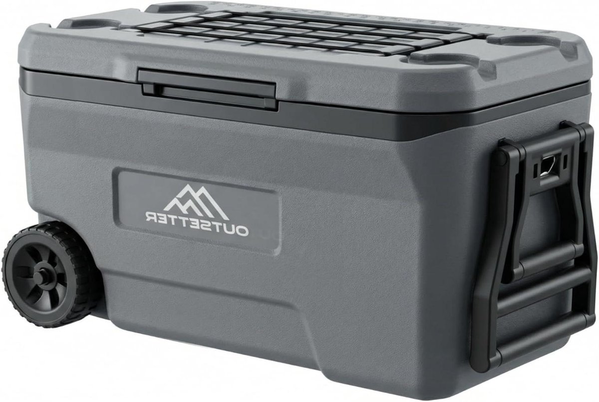 Grote Koelbox - Geïsoleerde Cooler - Buitenavonturen - Houdt IJs Tot 4 Dagen - 47 Liter - Grijs