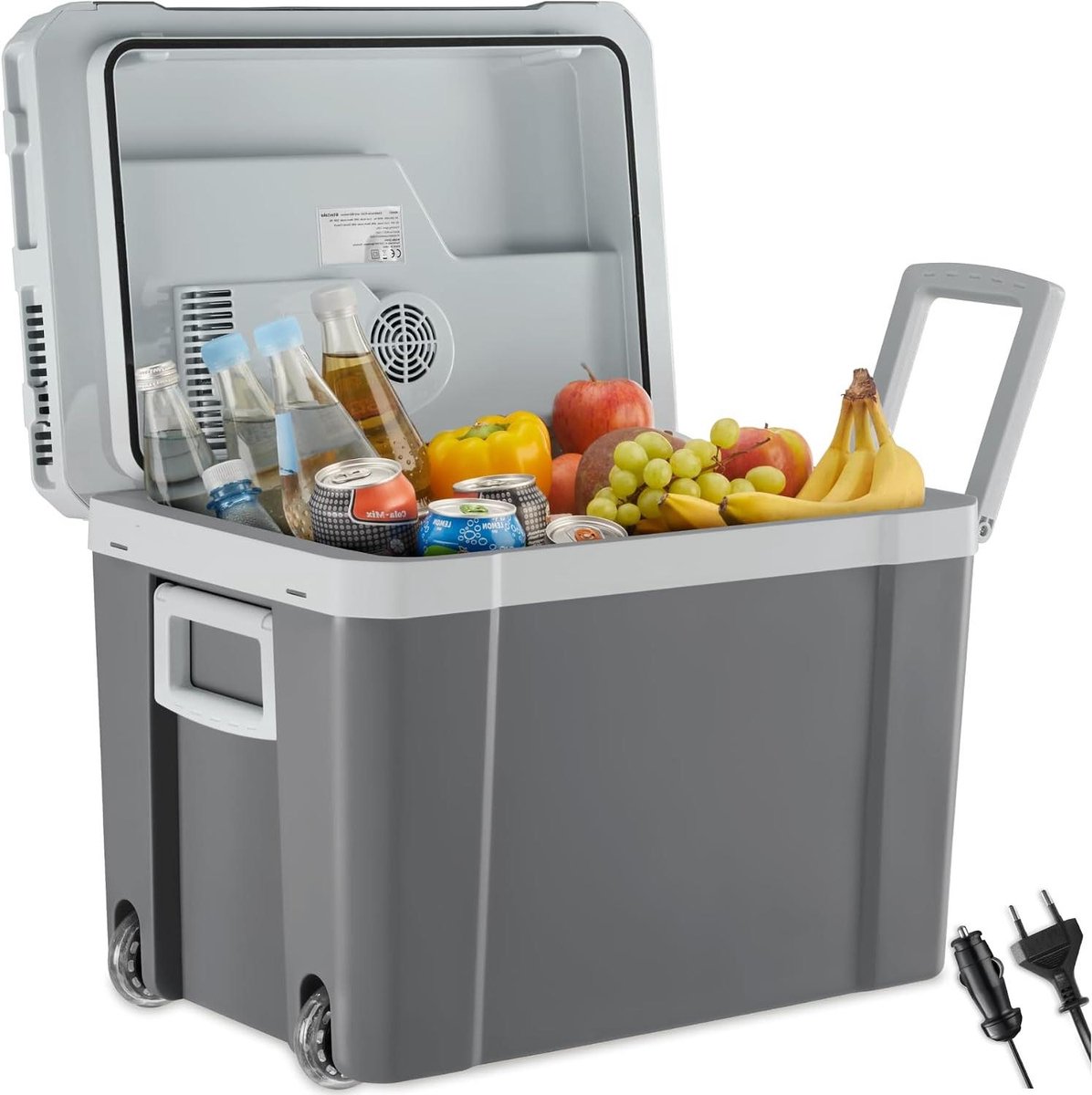 Elektrische Koelbox - Warmhoud Box - Onderweg Eten Bewaren - Dubbele Aansluiting - 35 Liter - Grijs