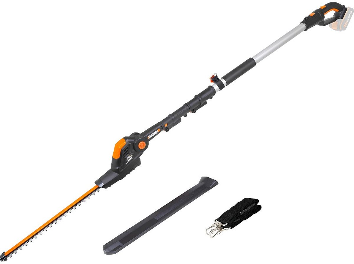 VALI® Telescopische Heggenschaar - Snoerloze Heggenschaar - Onderhoudsspray - Zwart/Oranje - 32cm x 237cm x 13cm