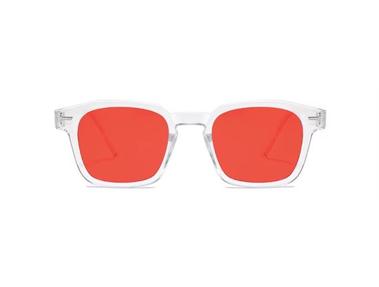 Retro Zonnebril 2026 - Transparant Frame - Rode Glazen — afbeelding 2