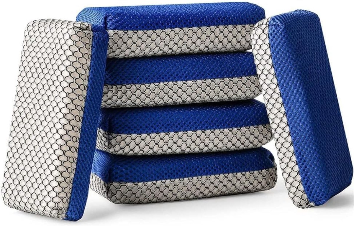 Set van zeszijdige autowassponzen – Zeer absorberend gaasachtig materiaal – Keukenspons – Badkamerspons – Ook geschikt voor woonkamer en kantoor – Multifunctionele schoonmaakspons – 16,5*9*3,8 cm
