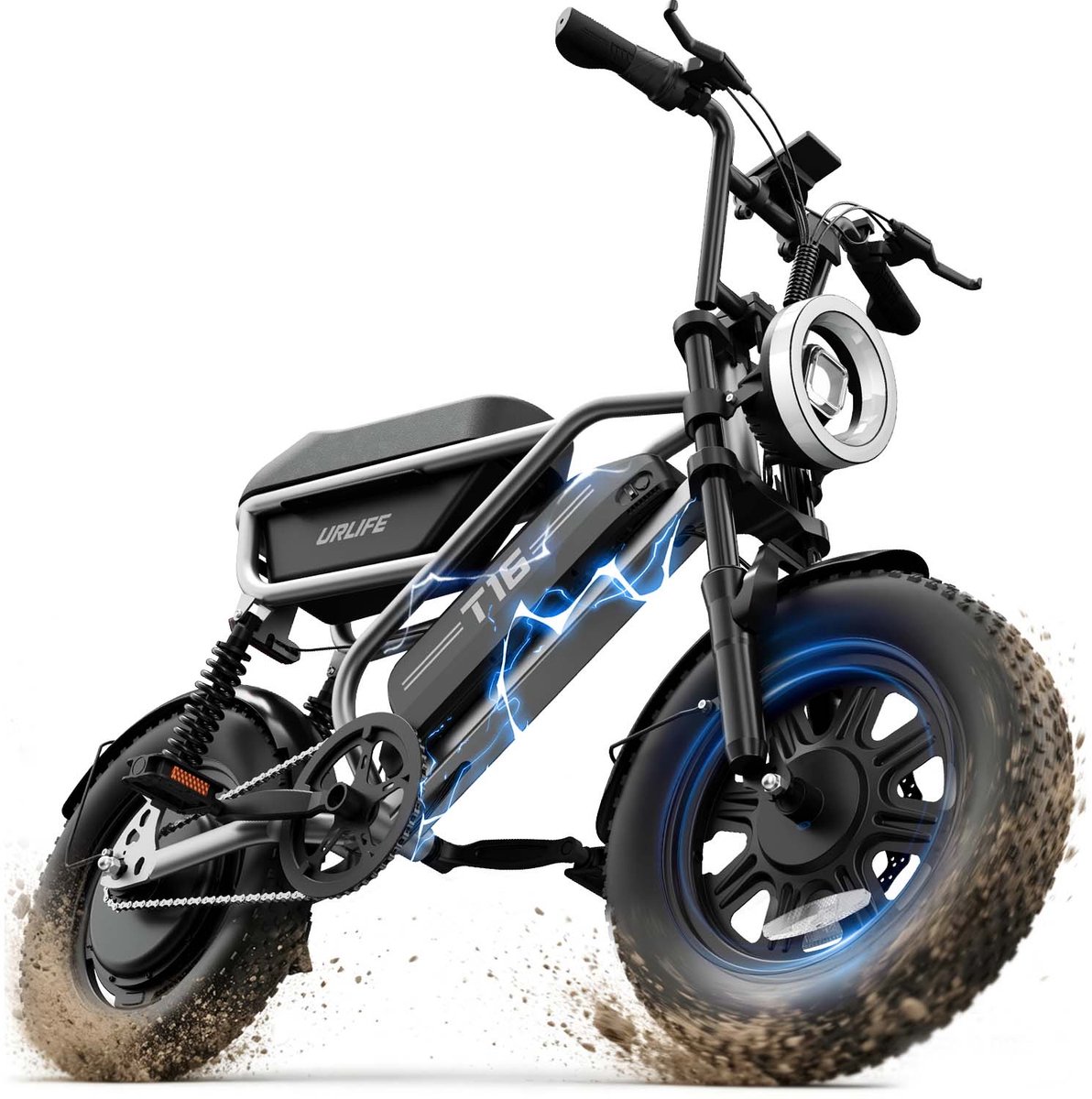 URLIFE T16 16" x 3" elektrische fiets met uitneembare 48V 13Ah-accu