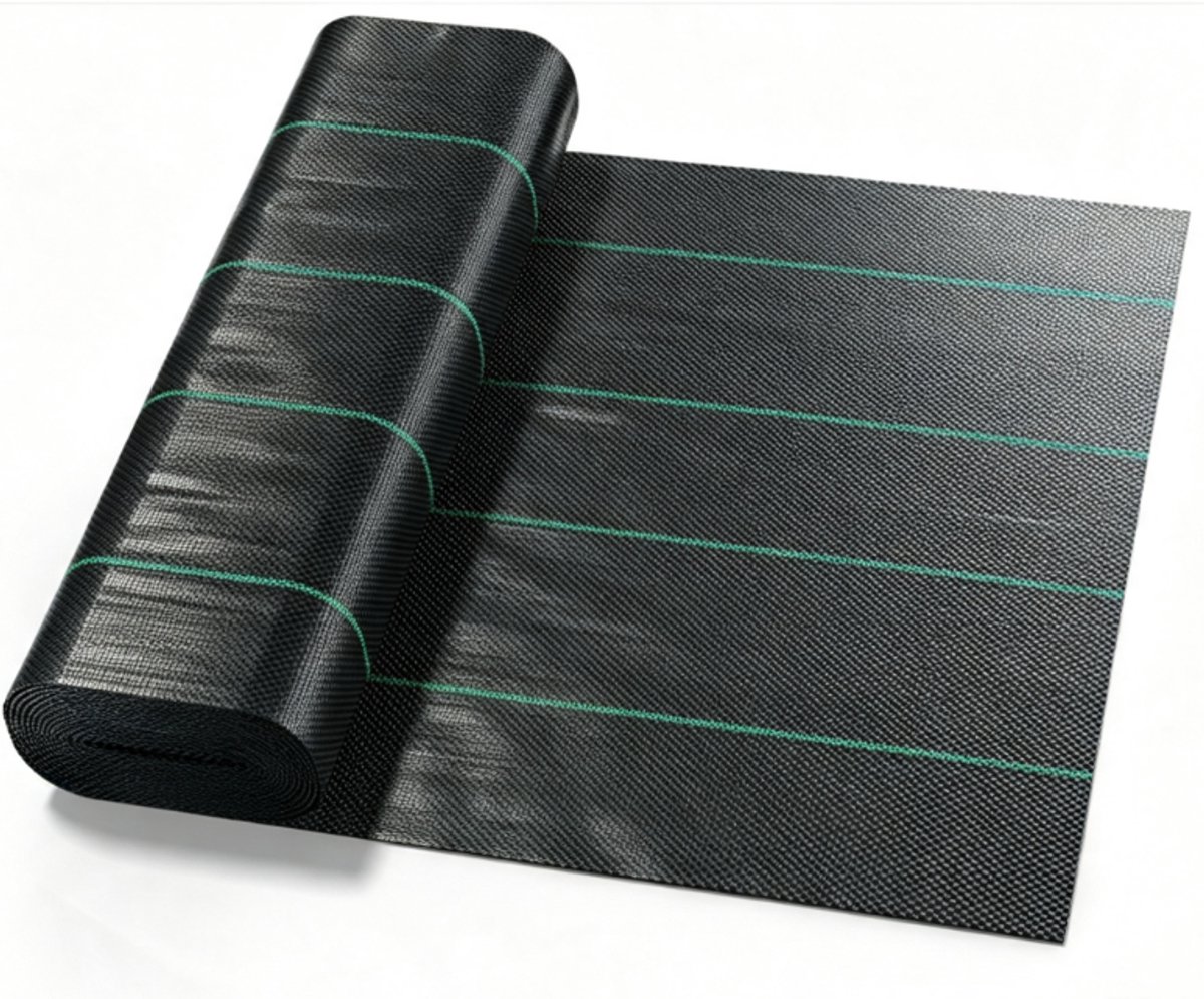 Onkruidwerend doek, onkruidwerend geotextiel, geweven polypropyleen, waterdoorlatend, UV-bestendig, onkruidonderdrukkend,zwart,2x5m