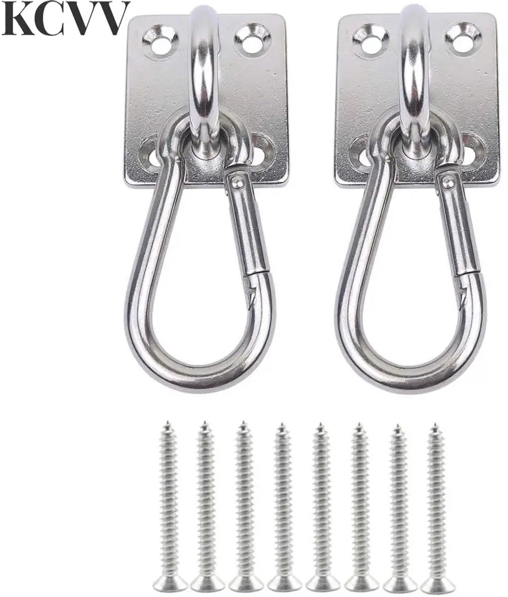 Hangmathaken-plafondhaak-plafondhaak bokszak-Een set van 2 hangmatten - muurhaken - plafondhaken - ophanghaken voor buiten, draaibare haken - roestvrijstalen plafondbeugels - zilver - 6,5 x 3 cm