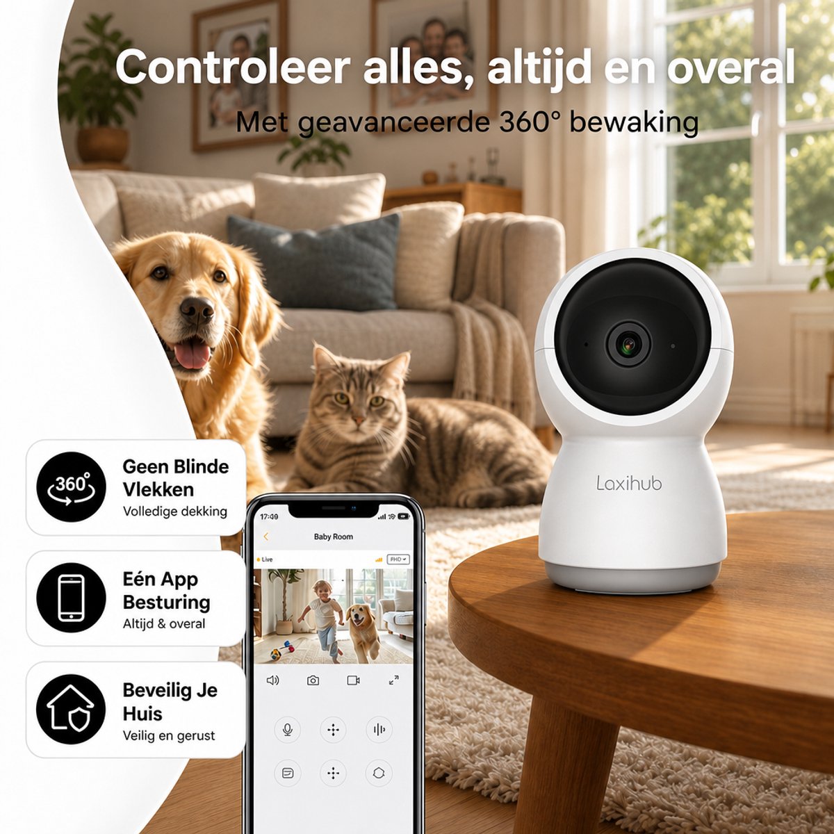 Laxihub P7 Wifi Beveiligingscamera Voor Binnen - afbeelding 2